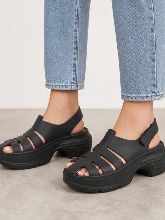 CROCS Shoes - Crocs Stomp Fisherman Sandals Black Platform Chunky Comfort Sz M(7) W(9)